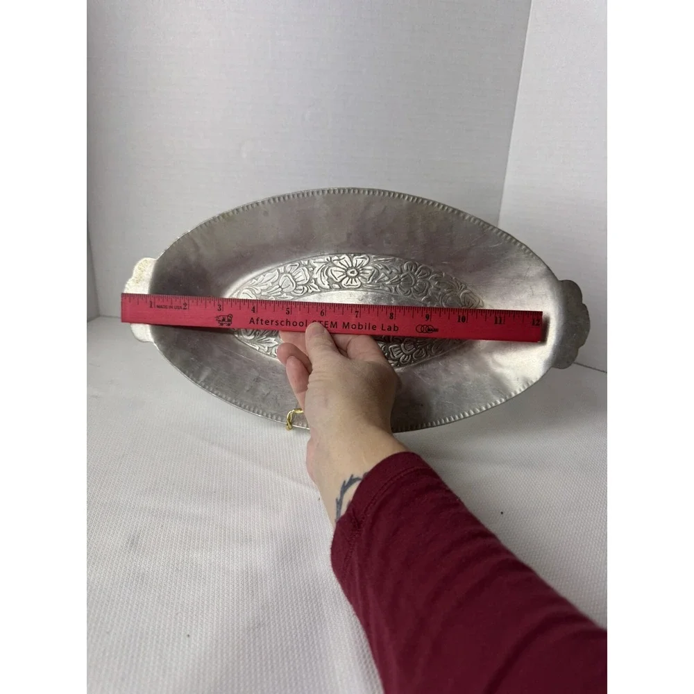 Hand Forged‎ Steel Serving Dish With Flowers